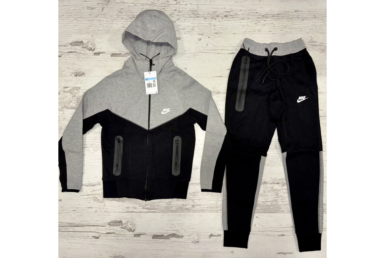 8411 Детски екип Tech Fleece черно светло сиво